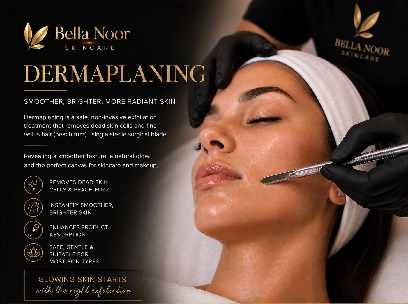 Dermaplaning treatment for smooth glowing skin at Bella Noor Skincare Upper East Side